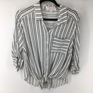 Vixbe Striped Rayon Button Down Shirt